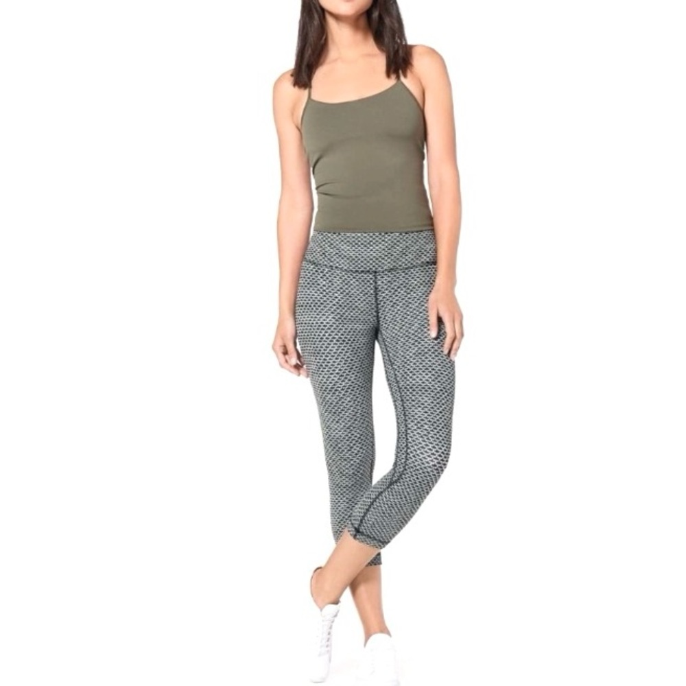 (A13) Lululemon Align Crop 20" Monochromic‎ Ice Grey Black High Waist, Size 10